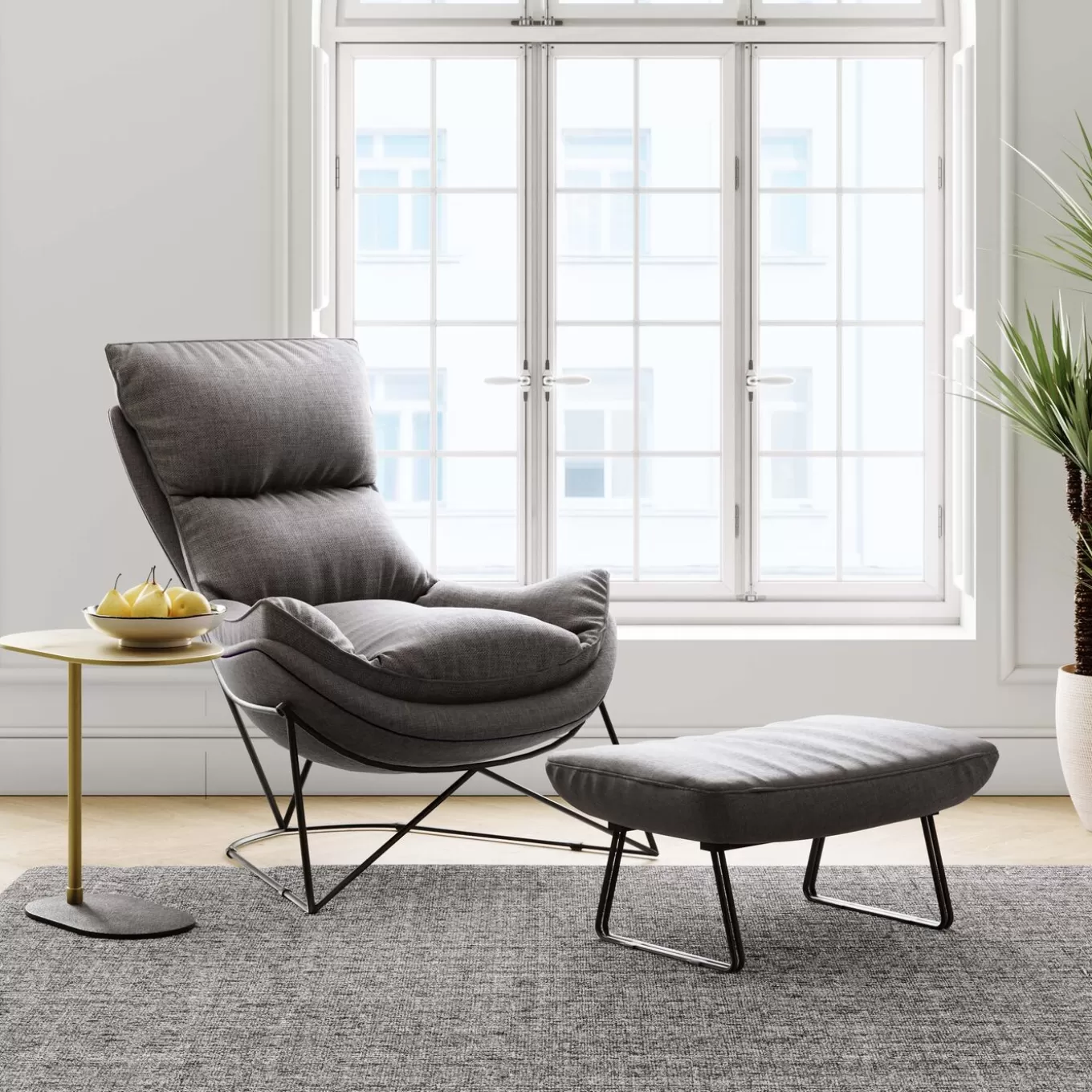 Armchair With Stool Snuggle Grey (2/Part)^KARE Design Online