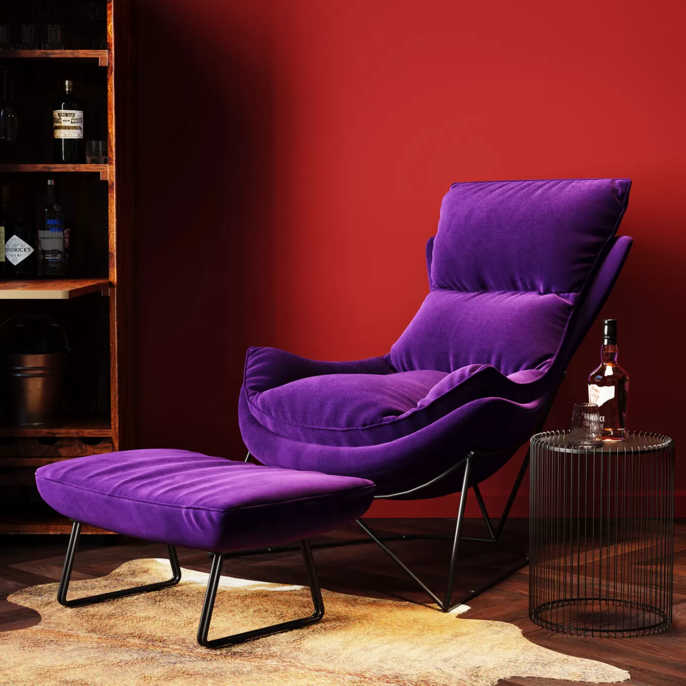 Armchair With Stool Snuggle Purple (2/Part)^KARE Design Cheap