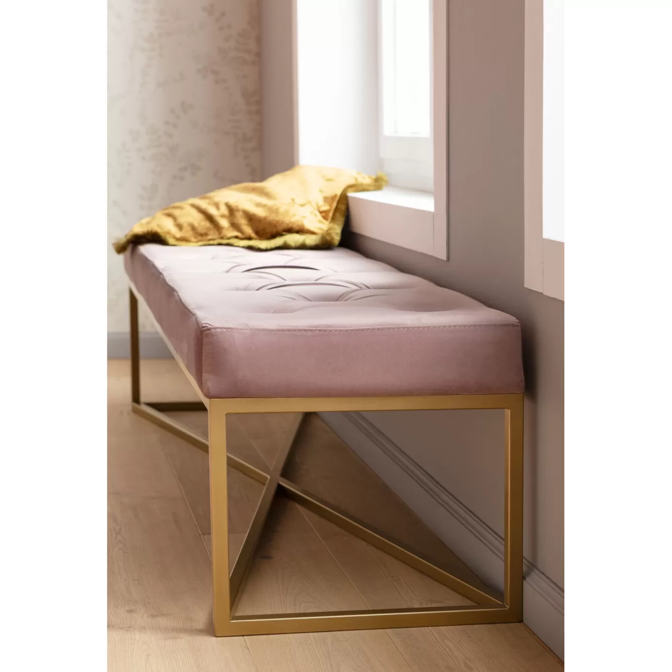 Bench Crossover Rose Brass 150X40Cm^KARE Design Outlet