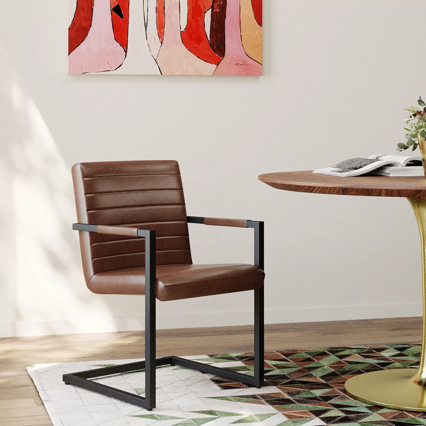 Cantilever Armchair Lola Leather Brown^KARE Design Cheap