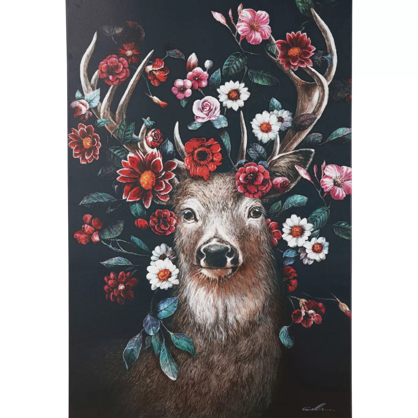 Canvas Picture Deer In Flower 90X140Cm^KARE Design Shop