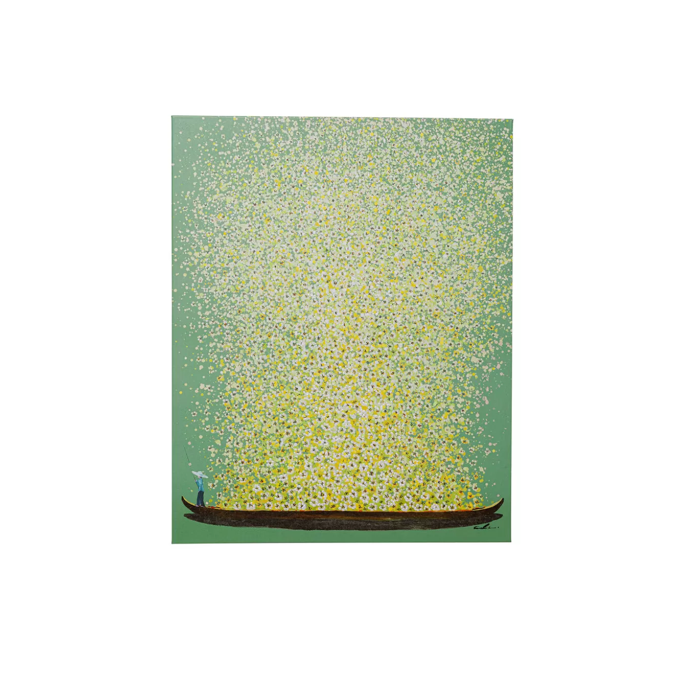 Canvas Picture Flower Boat Green Yellow 80X100Cm^KARE Design Online