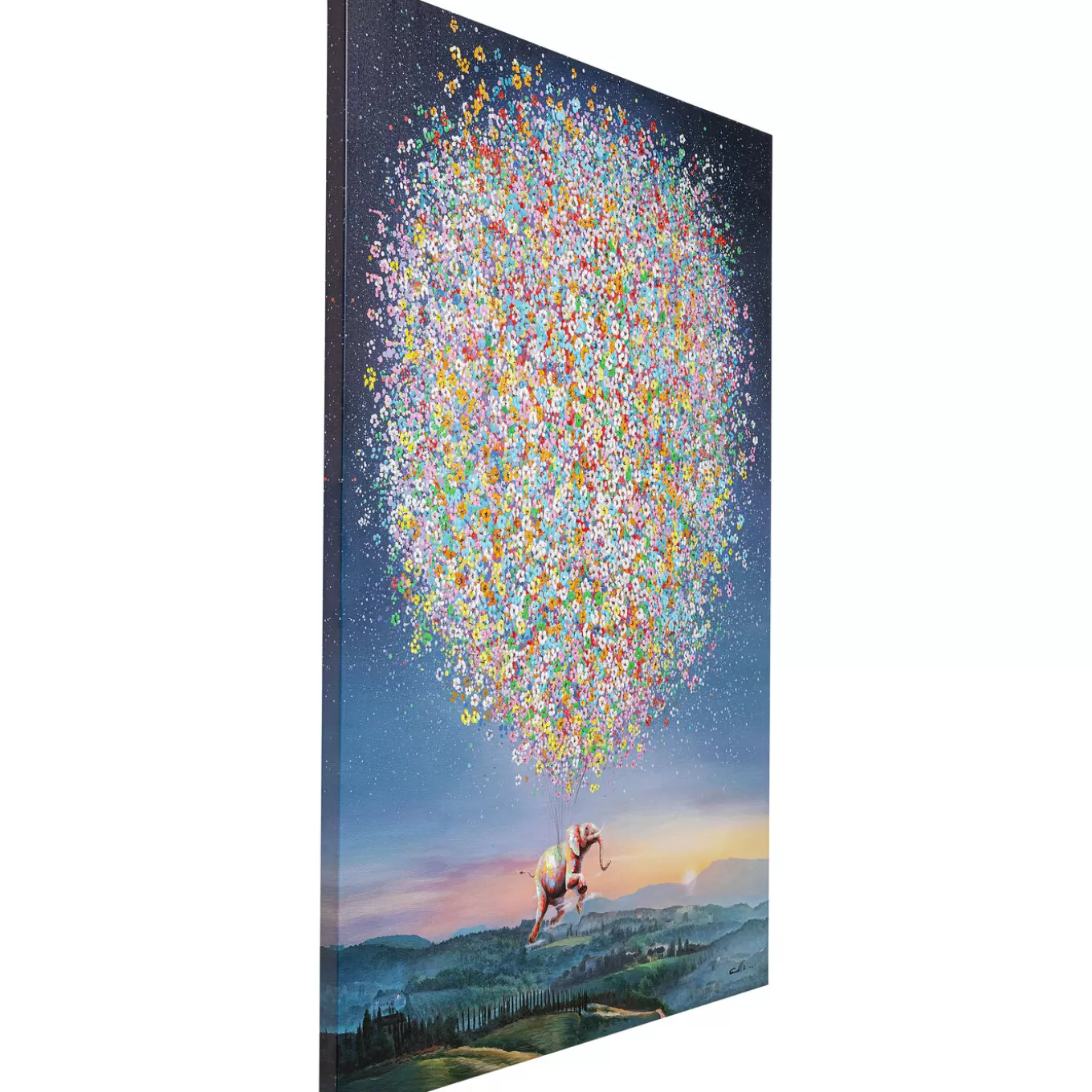 Canvas Picture Flying Elephant At Night 120X160Cm^KARE Design Store