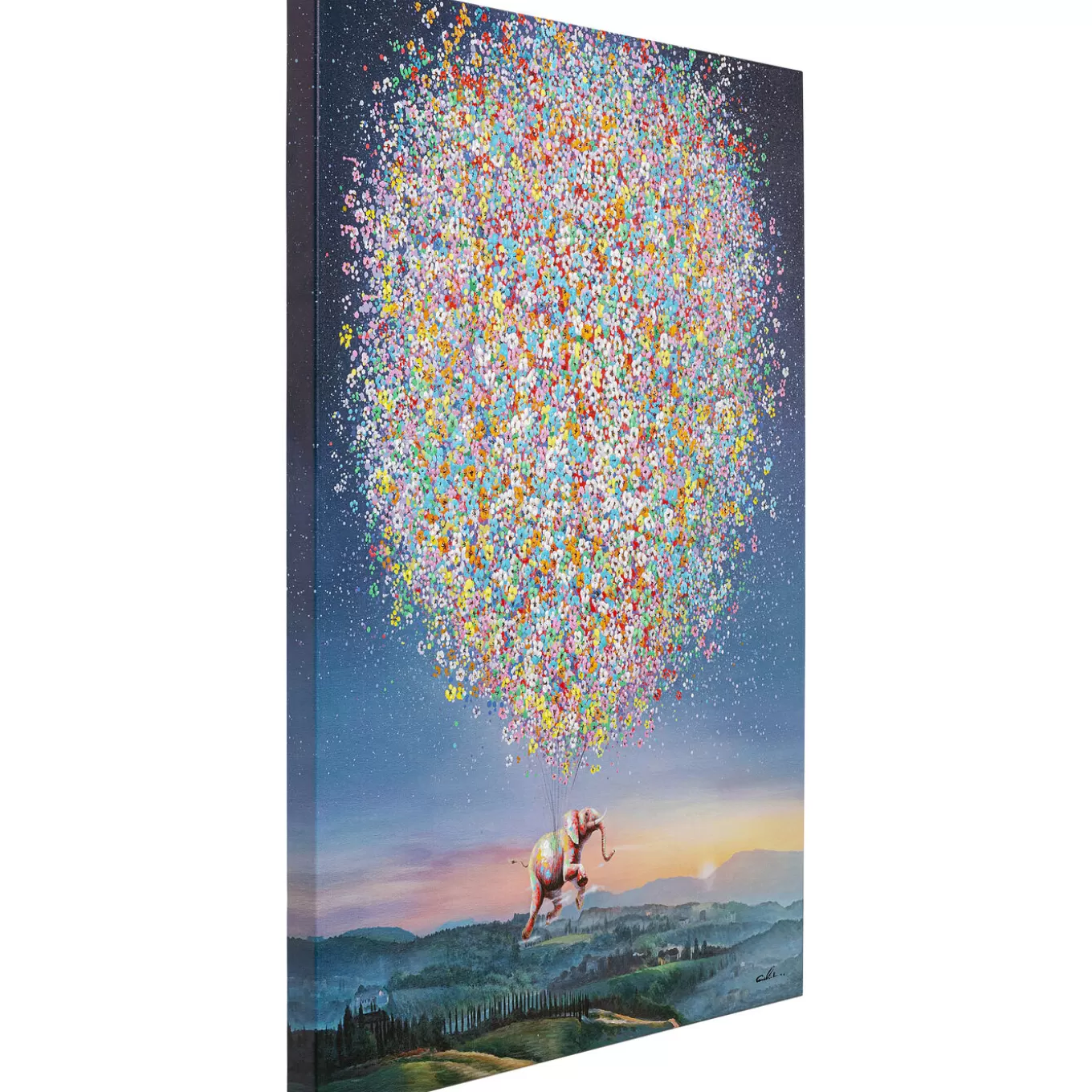 Canvas Picture Flying Elephant At Night 80X100Cm^KARE Design Online