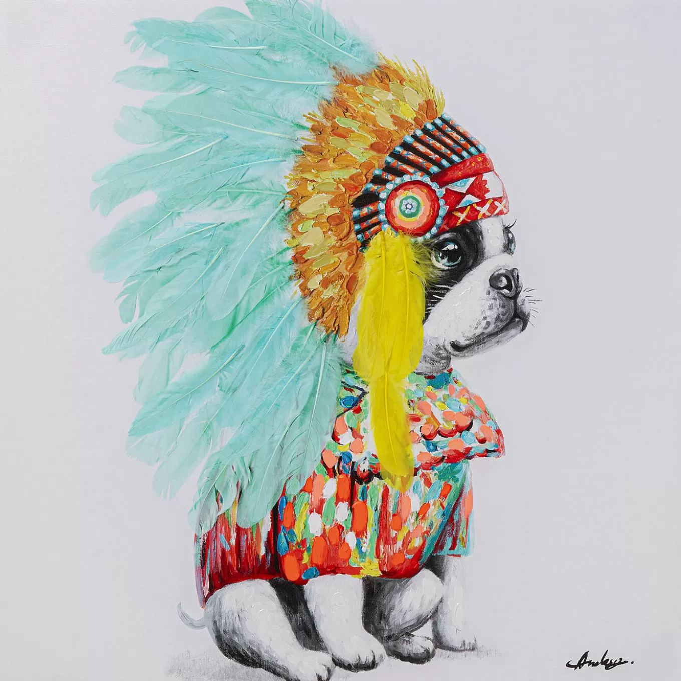 Canvas Picture Headdress Dog 80X80Cm^KARE Design Cheap