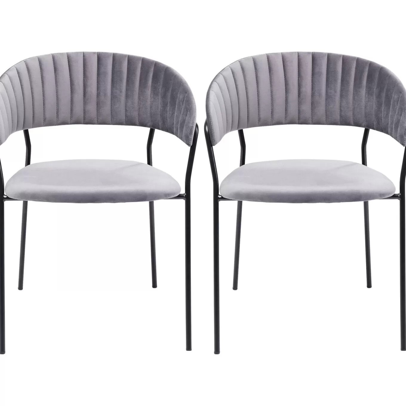 Chair With Armrest Belle Velvet Grey (2/Set)^KARE Design Outlet