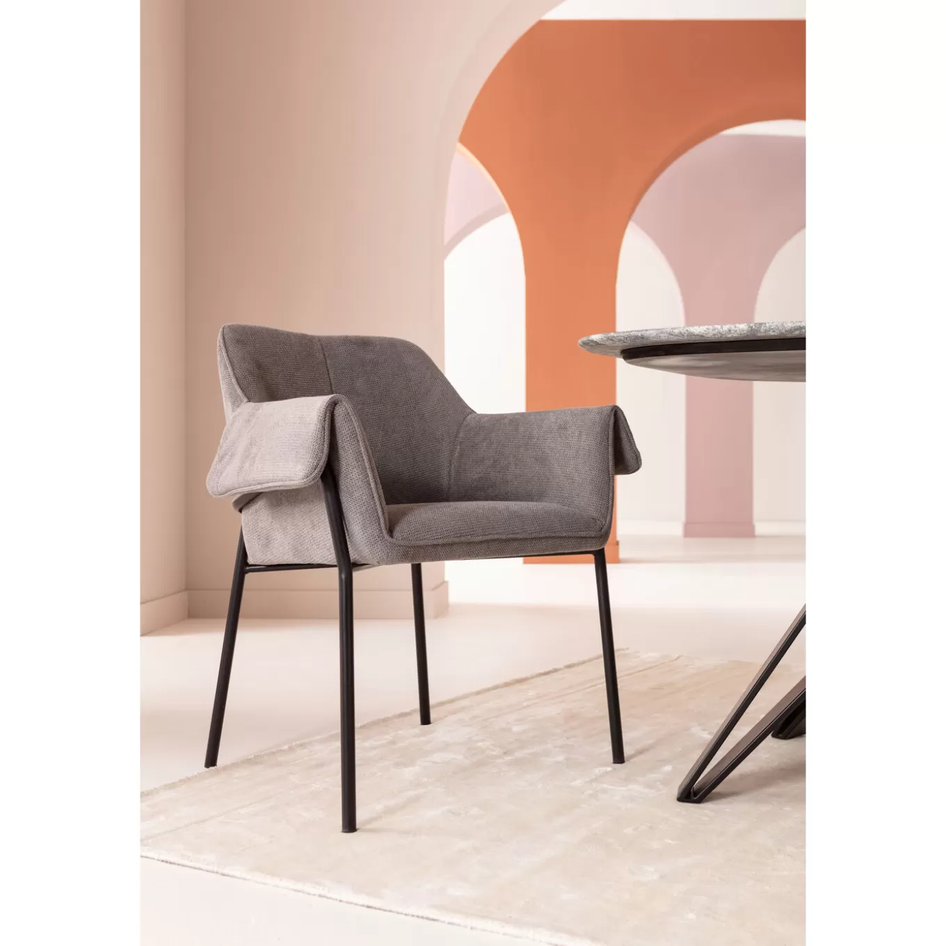 Chair With Armrest Bess Grey^KARE Design Best