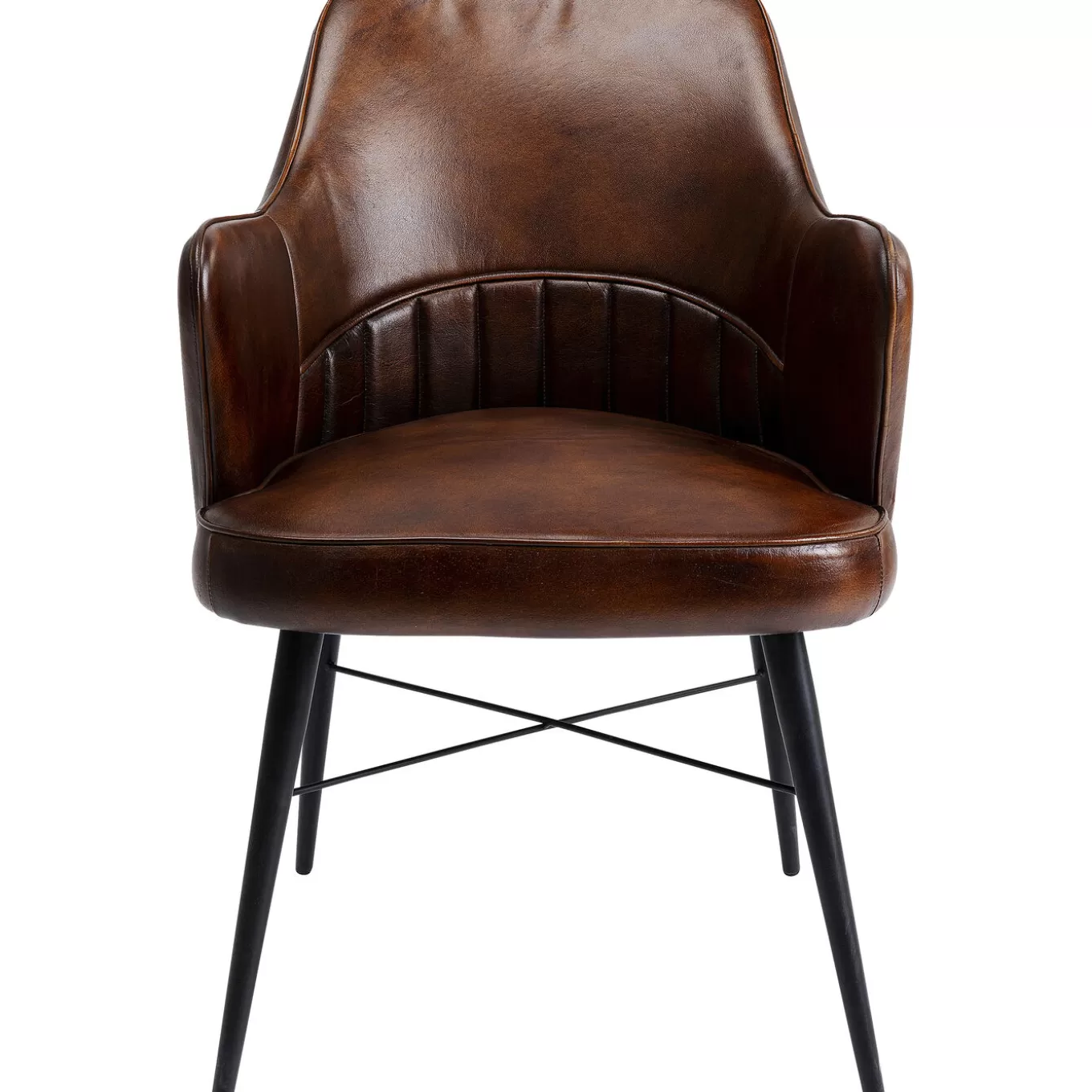 Chair With Armrest Rumba Leather Brown^KARE Design Best