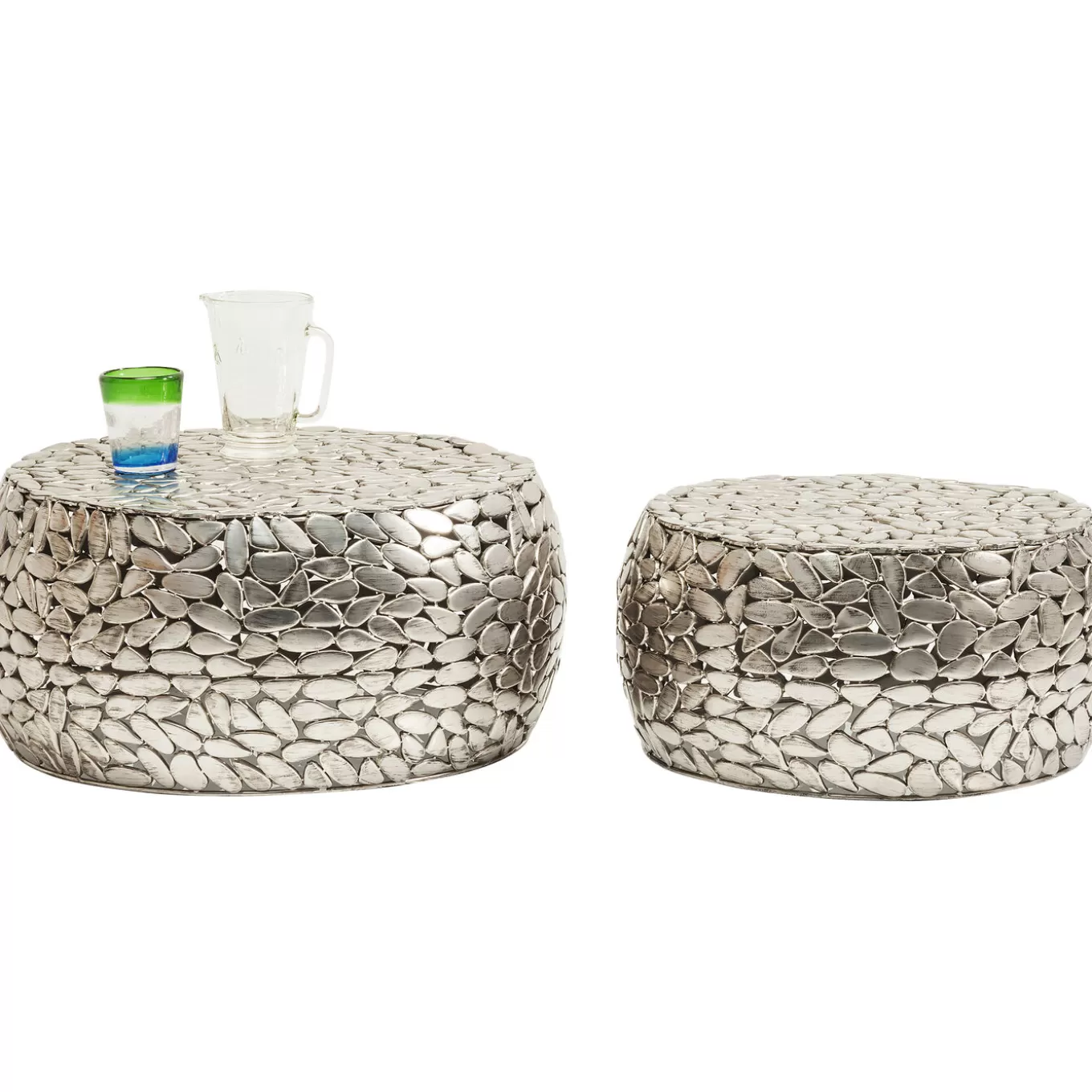 Coffee Table Pebbles Deluxe Silver (2/Set)^KARE Design Store