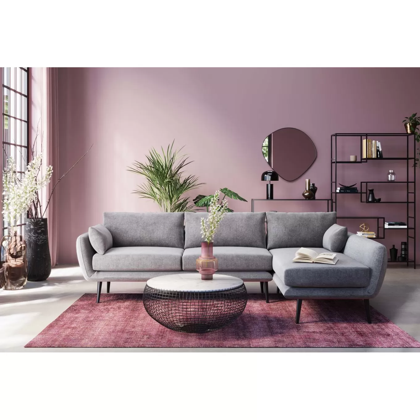 Corner Sofa Amalfi Right Grey 275Cm^KARE Design Fashion