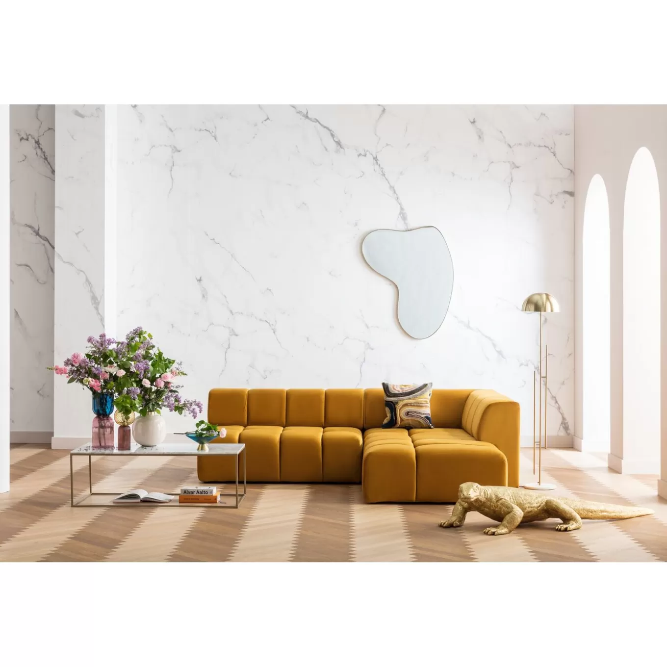 Corner Sofa Belami Velvet Amber Right^KARE Design Fashion