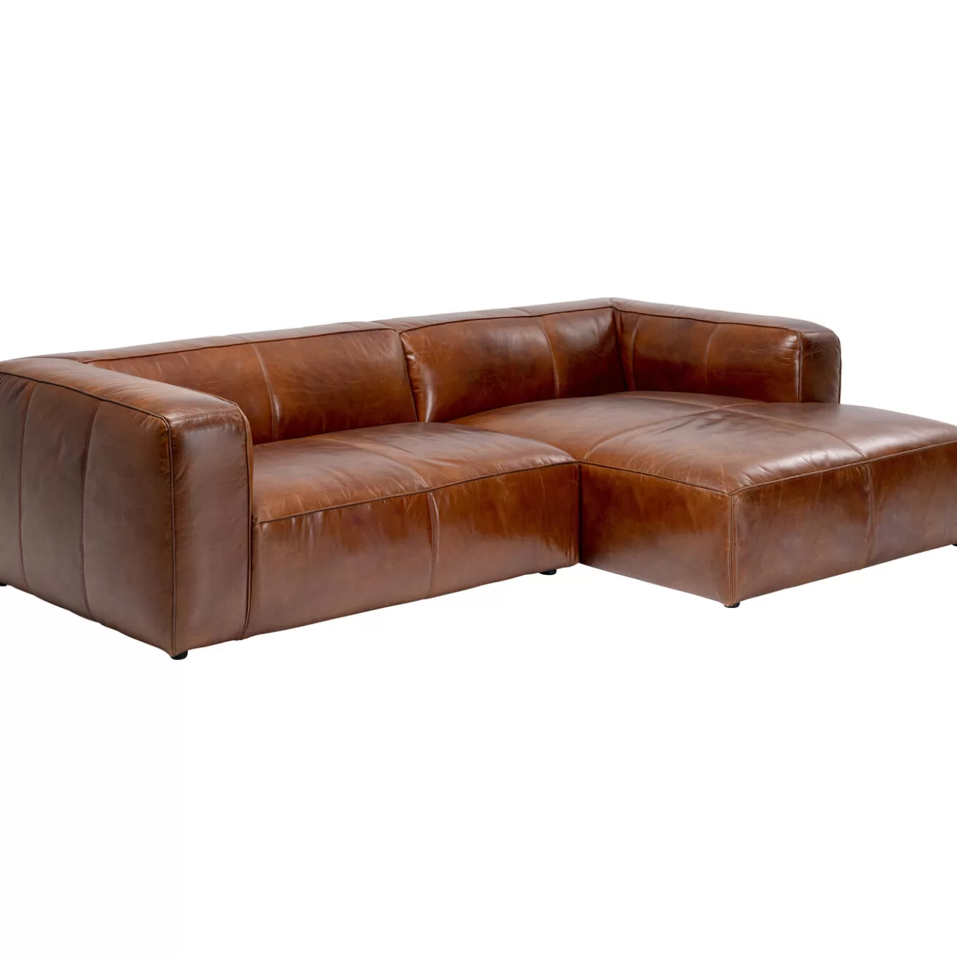 Corner Sofa Cubetto Leather Brown^KARE Design Best