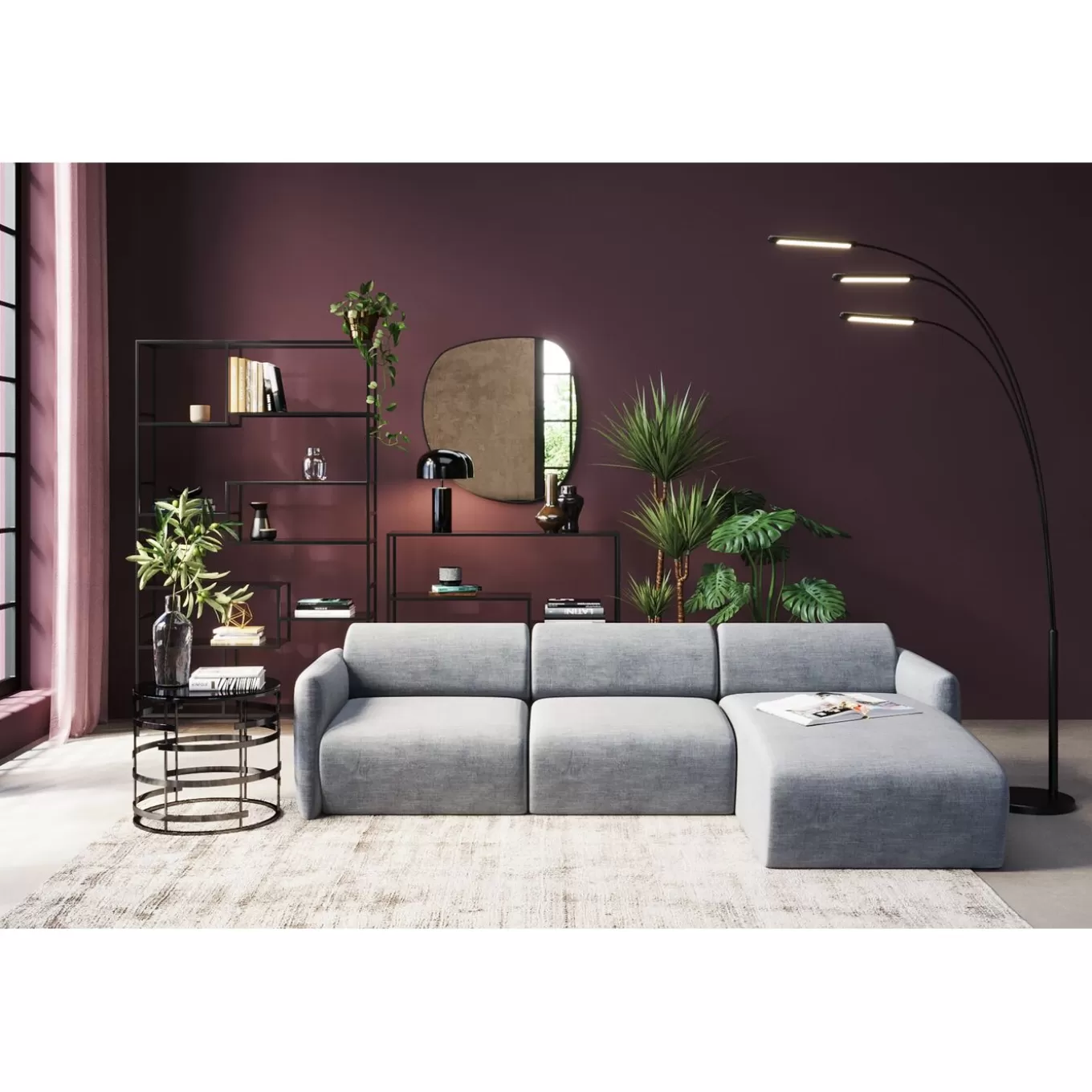 Corner Sofa Lucca Grey Right 255Cm^KARE Design Online