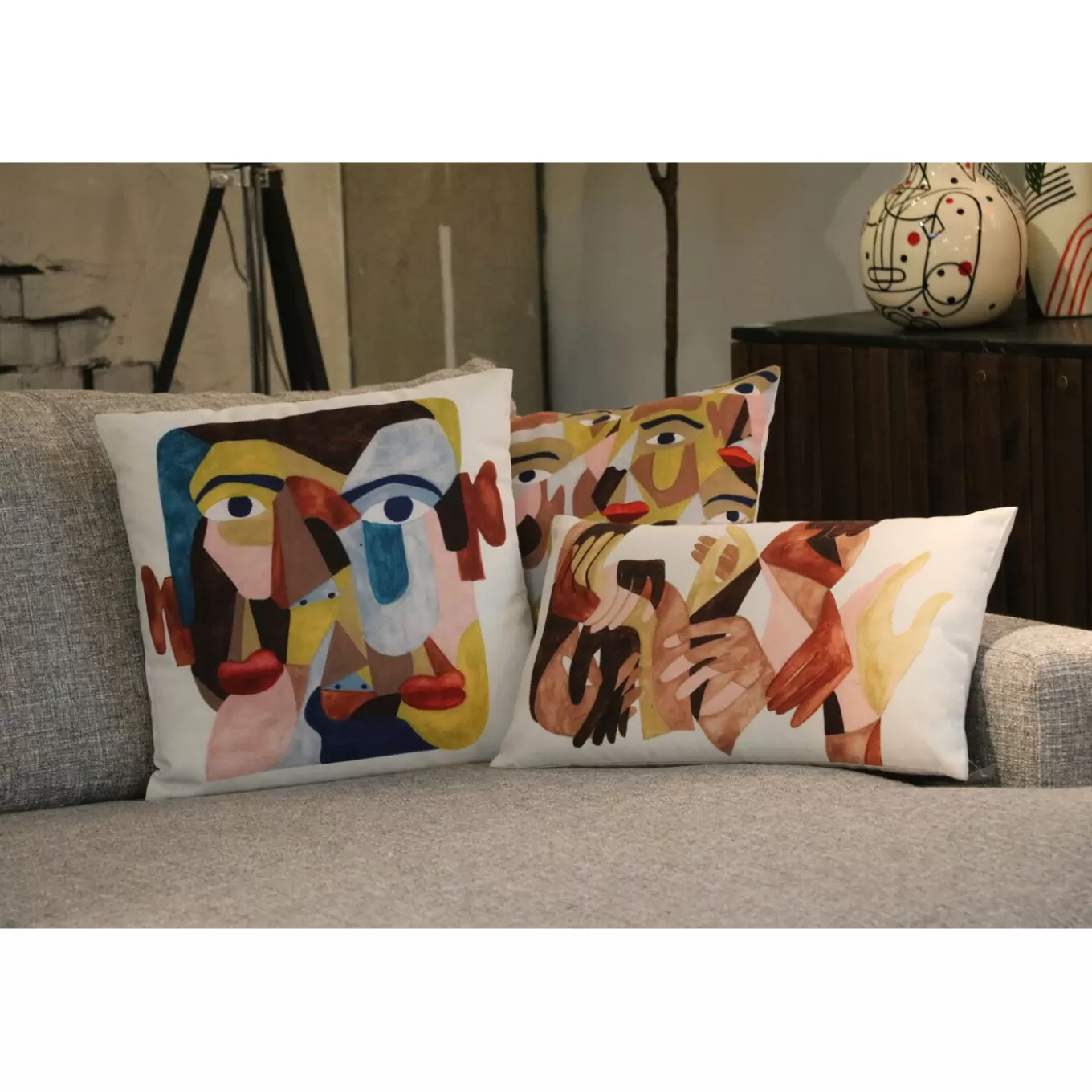 Cushion Artistic Face 45X45Cm^KARE Design Discount