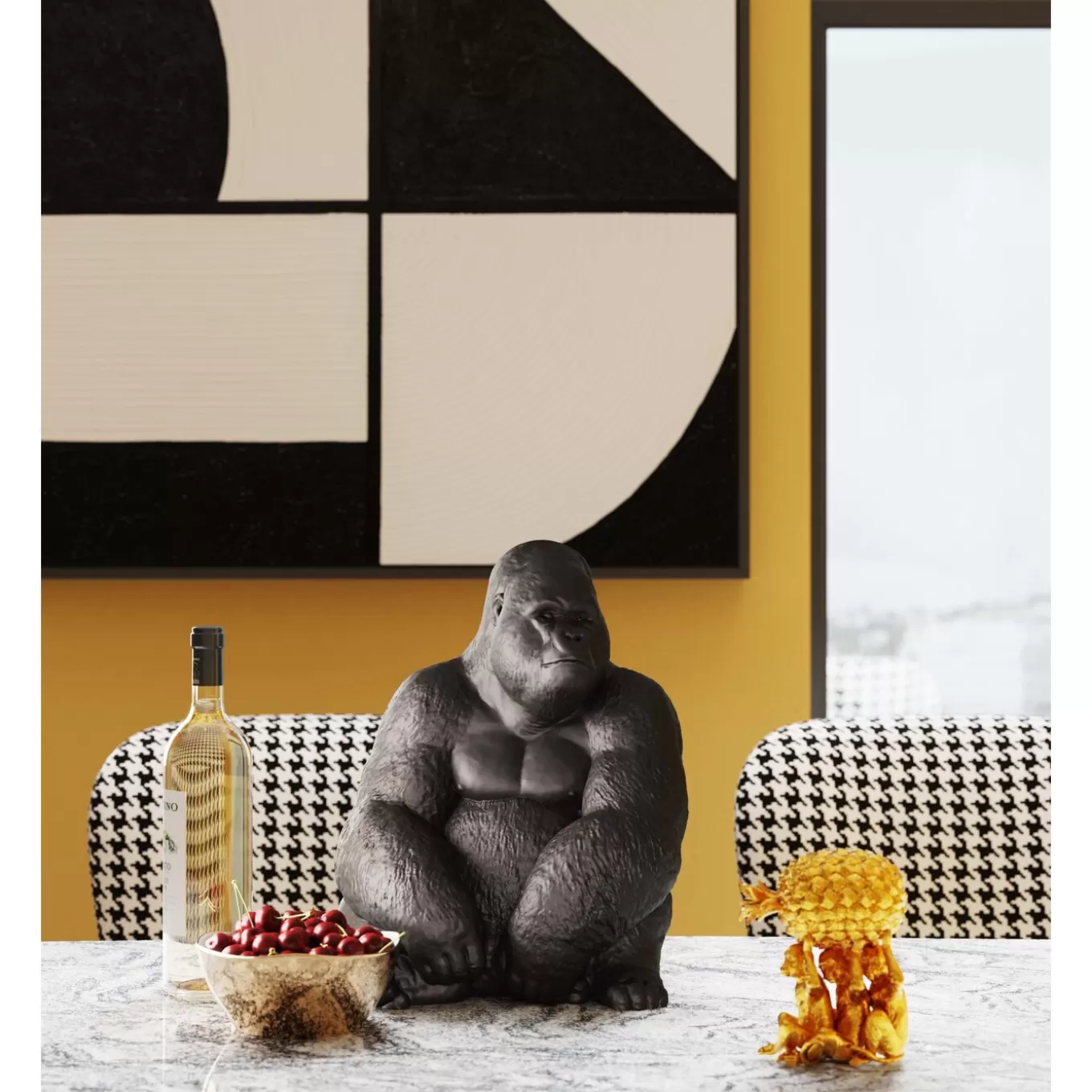 Deco Figur Monkey Gorilla Side Medium Black^KARE Design Online