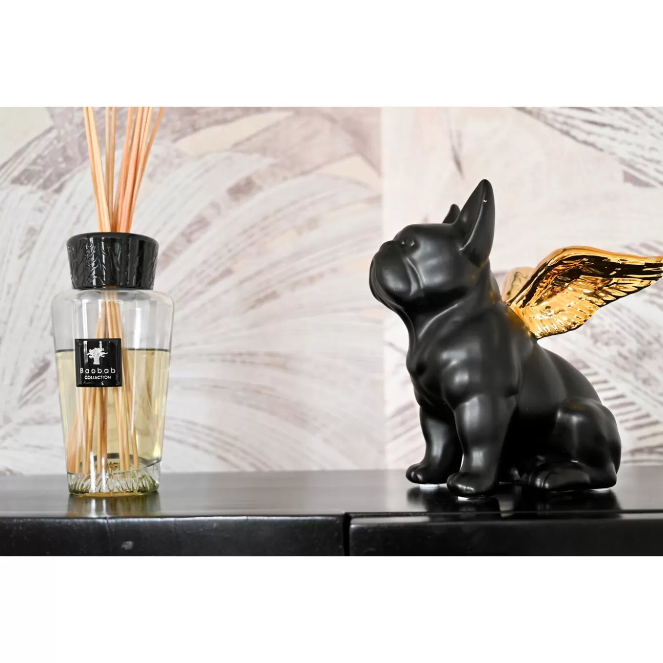 Deco Figurine Sitting Angel Dog Gold-Black^KARE Design Clearance