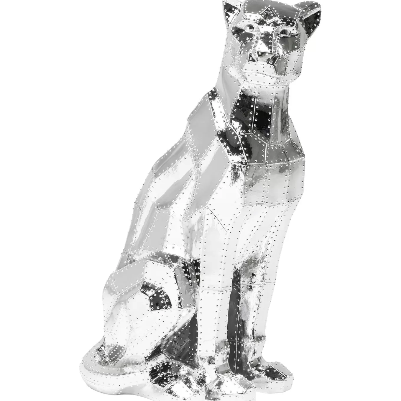 Deco Figurine Sitting Cat Rivet Chrome 82Cm^KARE Design Online