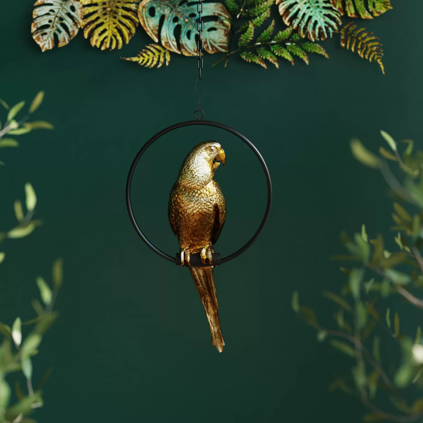 Deco Figurine Swinging Parrot Gold^KARE Design Best