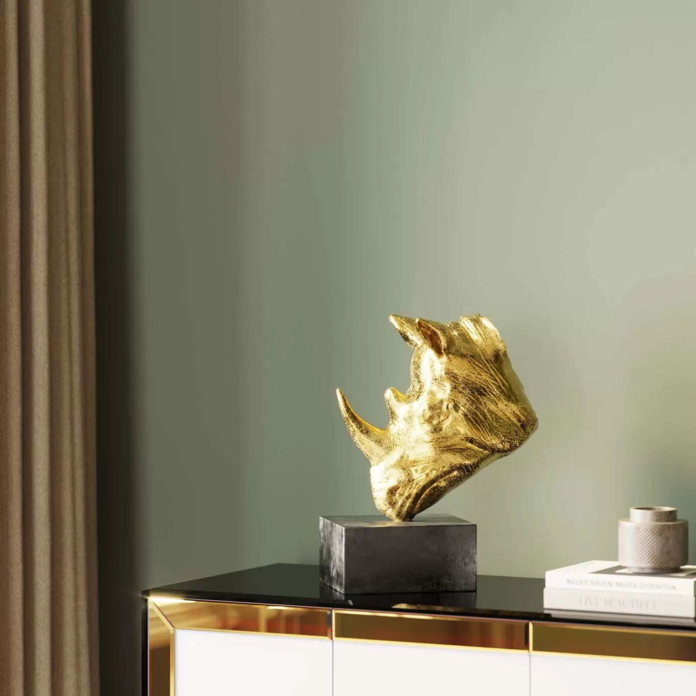 Deco Object Rhino Gold 51Cm^KARE Design Online