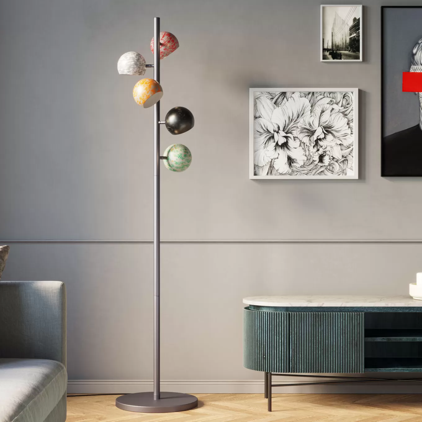 Floor Lamp Calotta Antico 5-Lite^KARE Design Shop