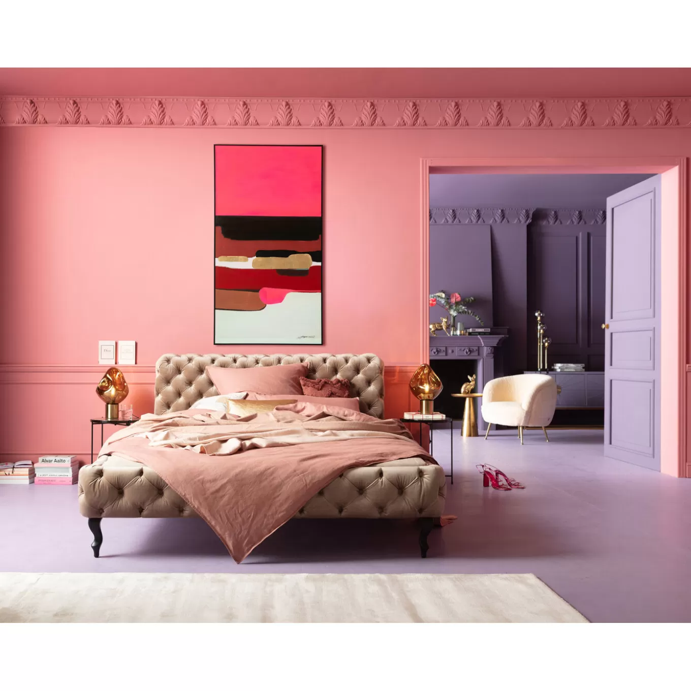 Framed Picture Abstract Shapes Pink 73X143Cm^KARE Design Flash Sale