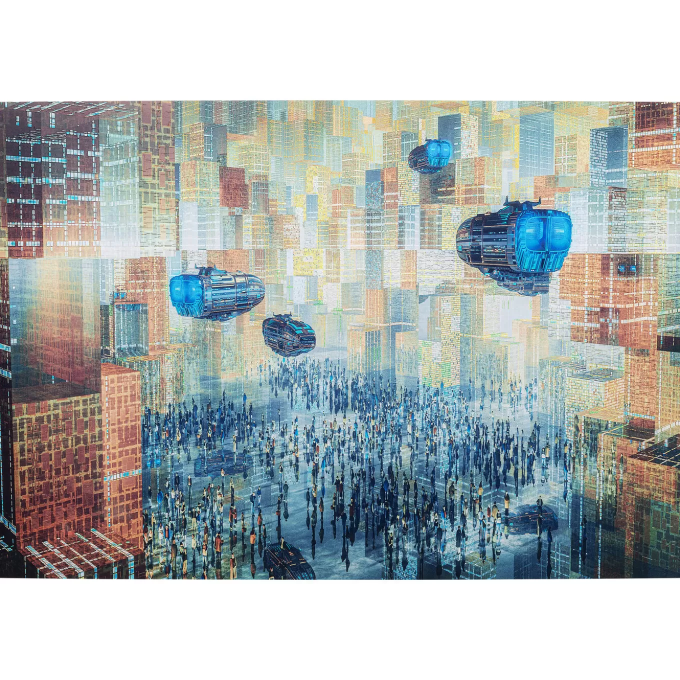 Glass Picture 3D Future City 150X100Cm^KARE Design Hot