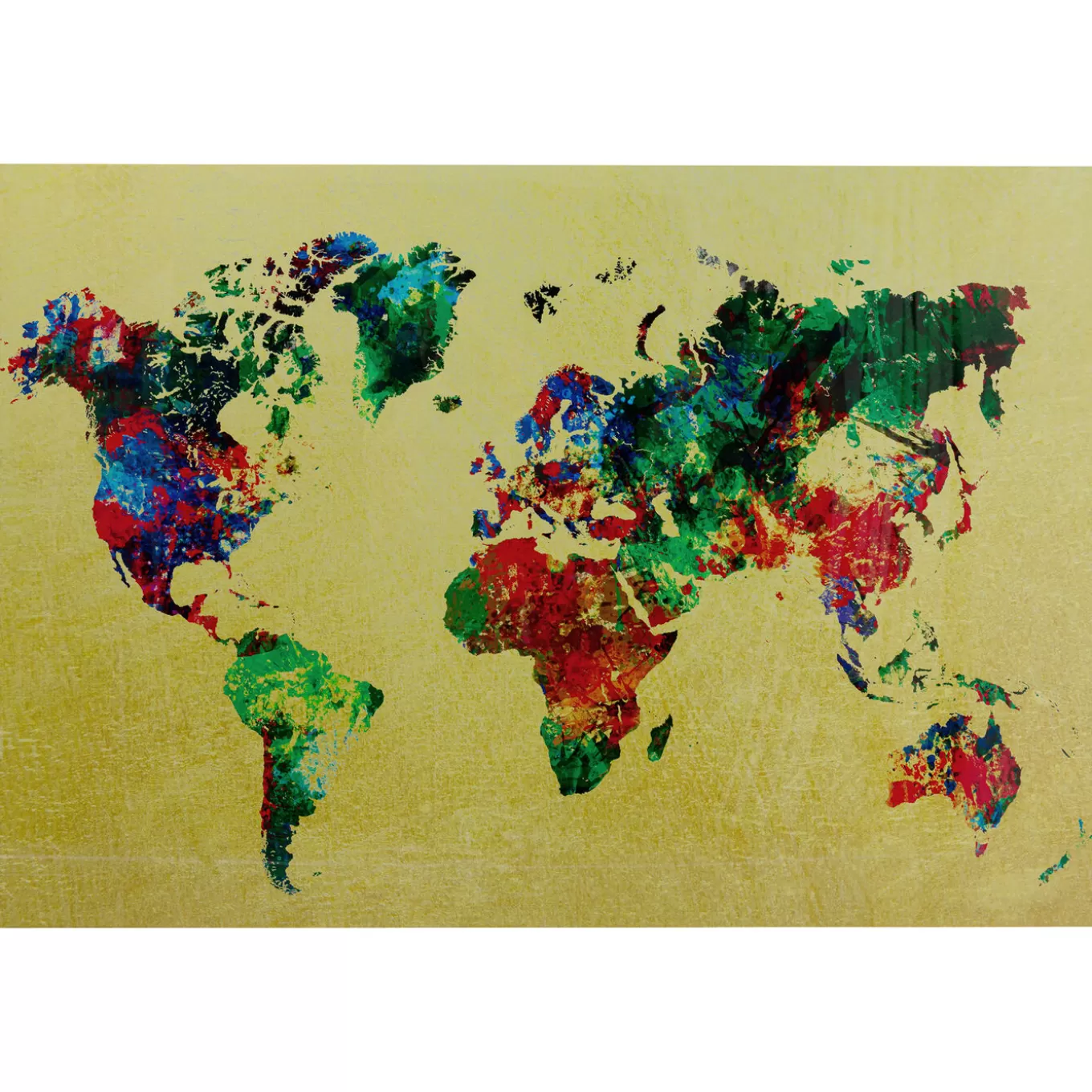 Glass Picture Metallic Colourful Map 150X100Cm^KARE Design Shop