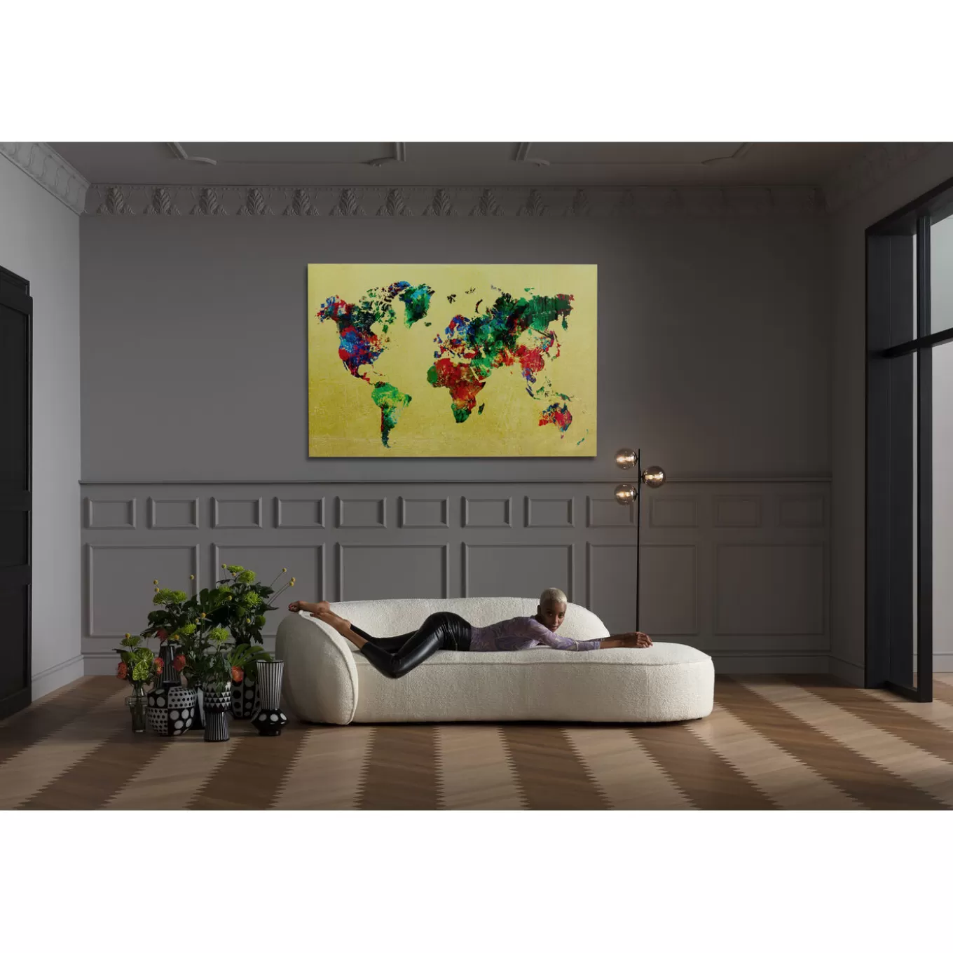 Glass Picture Metallic Colourful Map 150X100Cm^KARE Design Shop