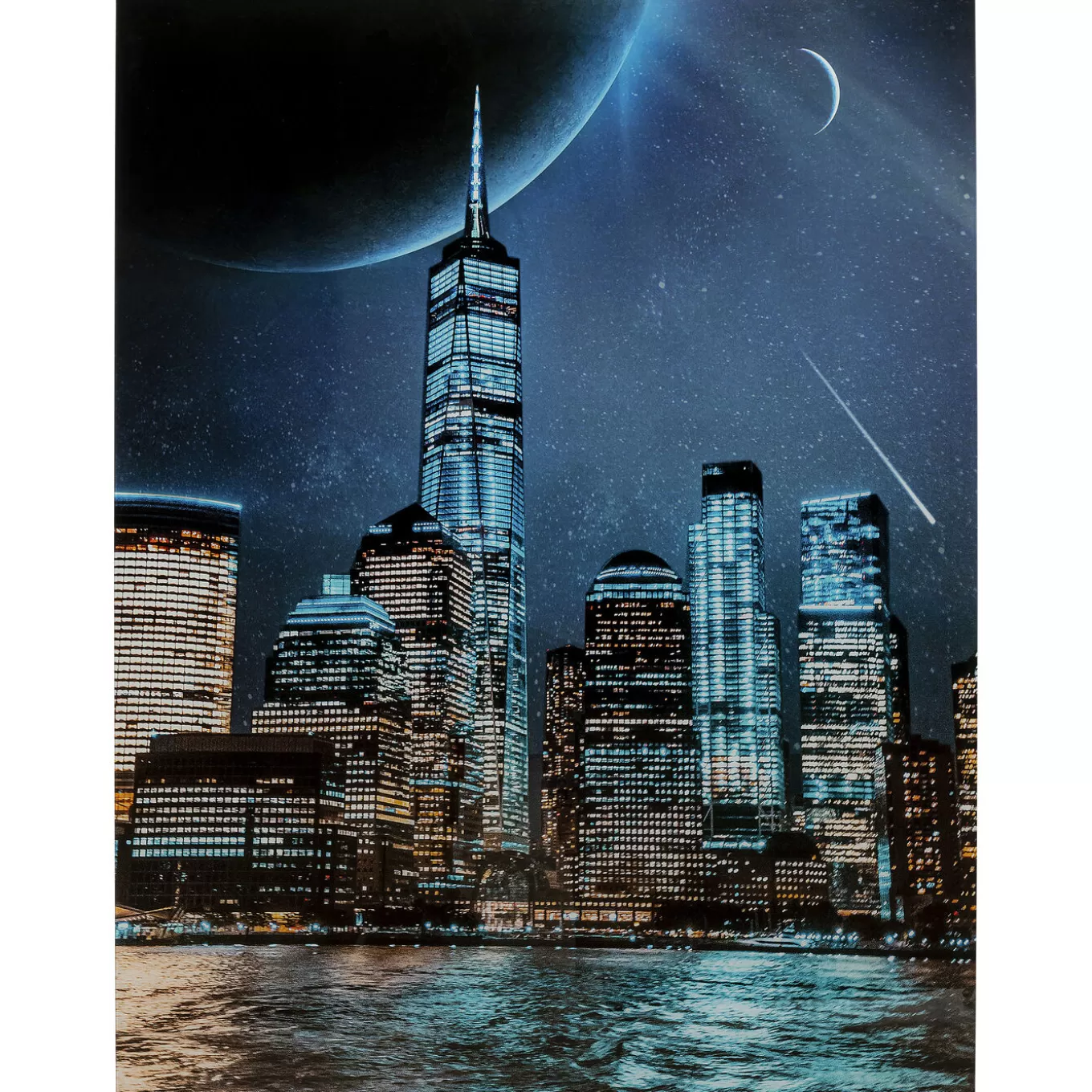 Glass Picture Night Skyline 90X120Cm^KARE Design Fashion