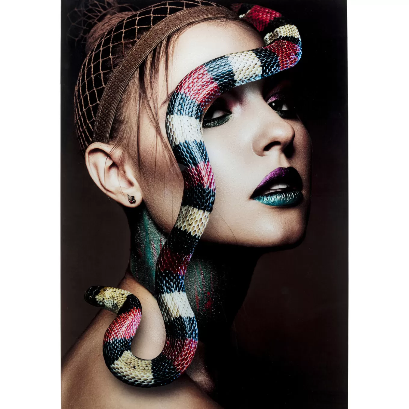 Glass Picture Snake Girl 80X120Cm^KARE Design Best Sale