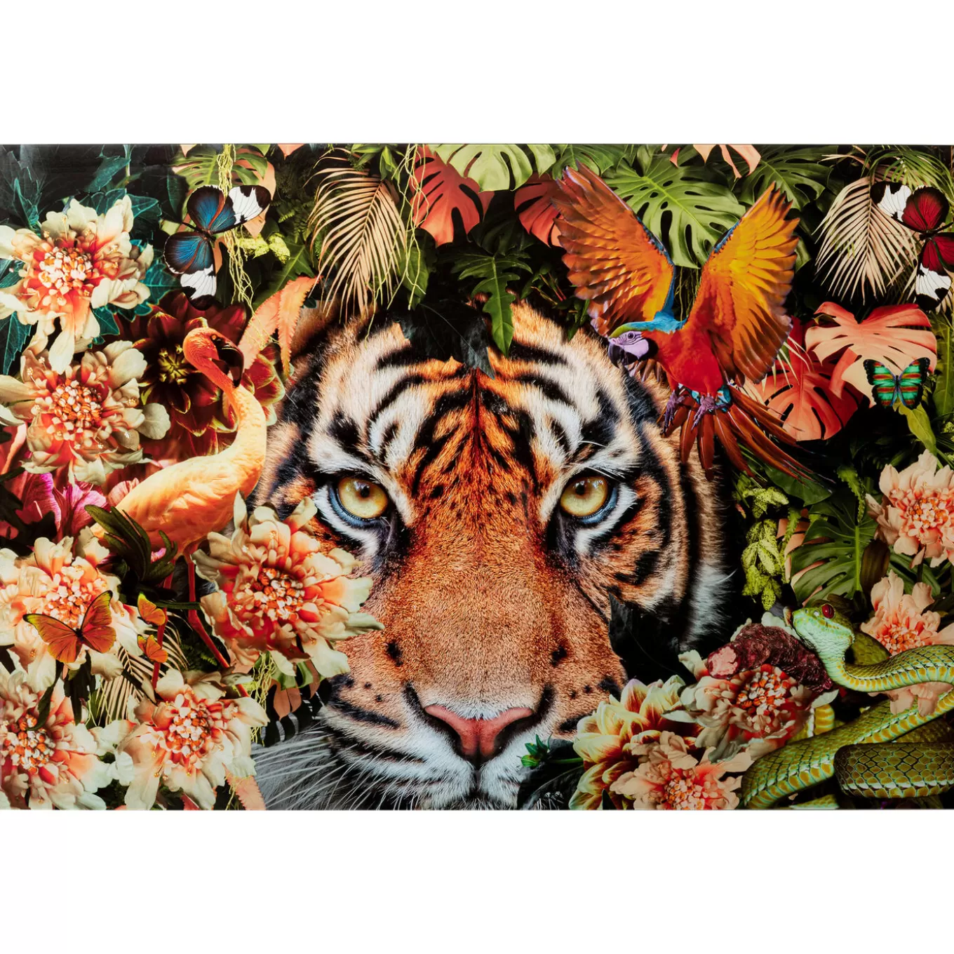 Glass Picture Tiger On Hunt 150X100Cm^KARE Design Store