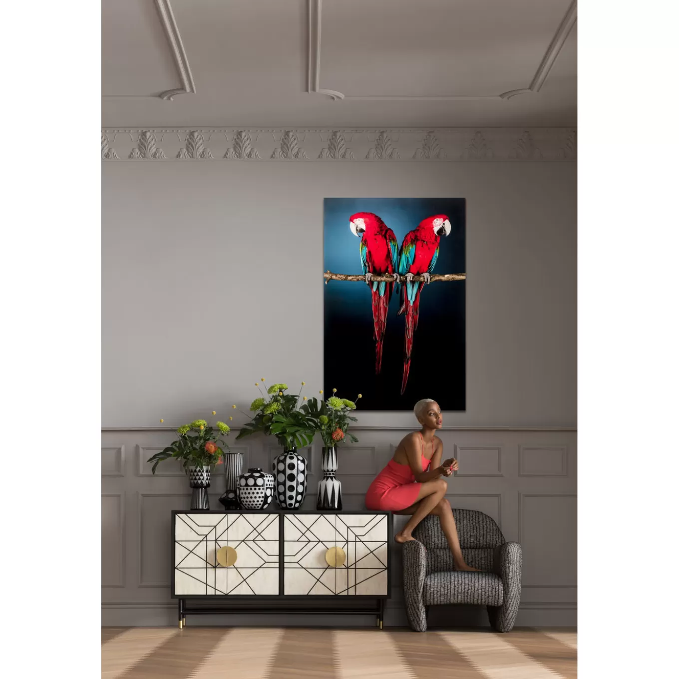 Glass Picture Twin Parrot 80X120Cm^KARE Design Clearance