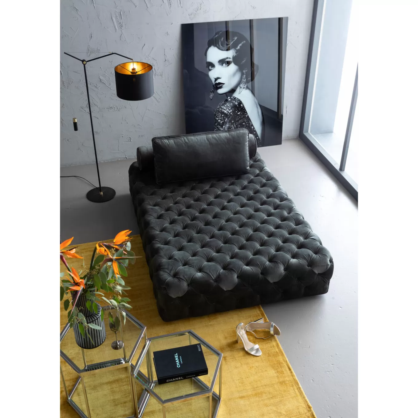 Lounger Bottone Velvet Grey^KARE Design Outlet