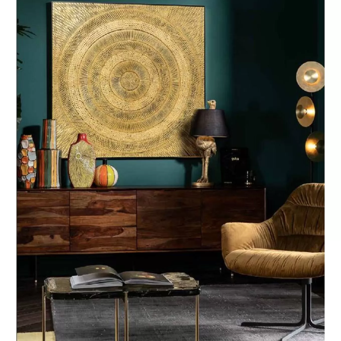 Object Picture Art Circle Gold 120X120Cm^KARE Design Outlet