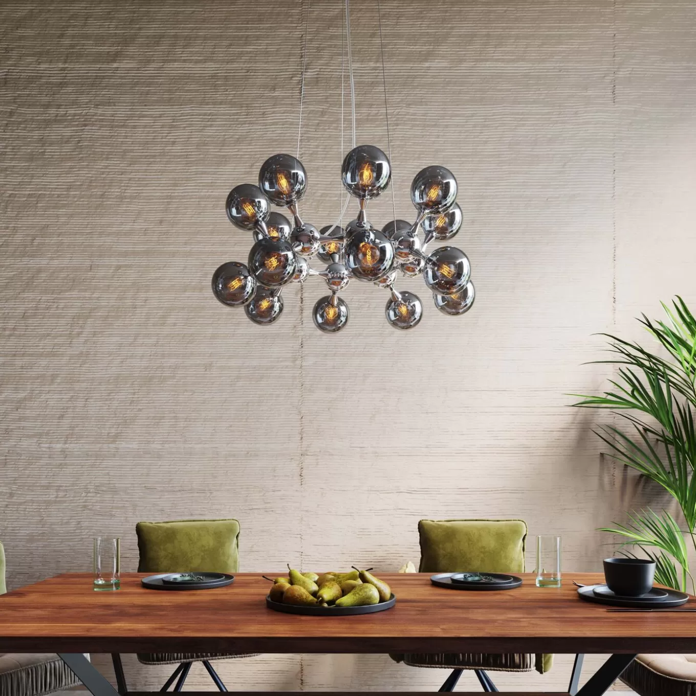 Pendant Lamp Atomic Balls Silver O74Cm^KARE Design Store