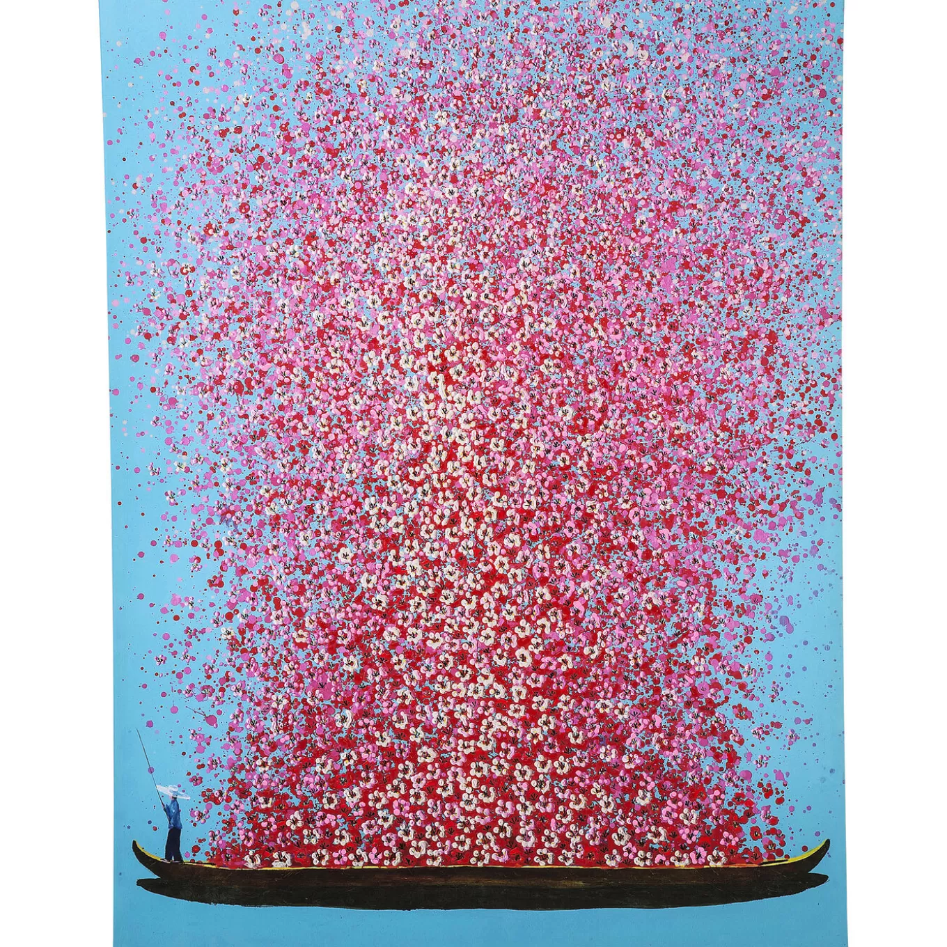 Picture Touched Flower Boat Blue Pink 120X160Cm^KARE Design Discount