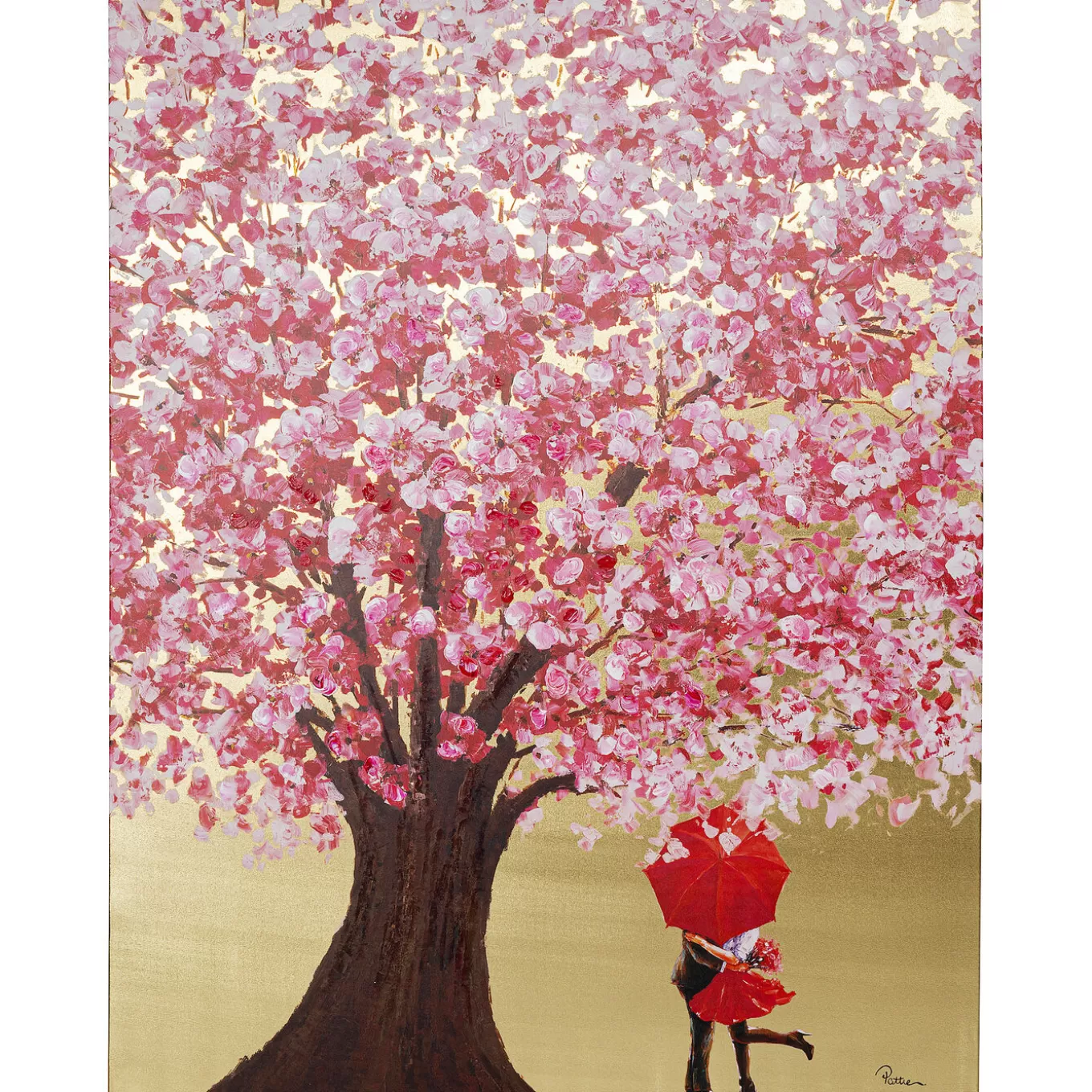 Picture Touched Flower Couple Gold Pink 120X160Cm^KARE Design Store