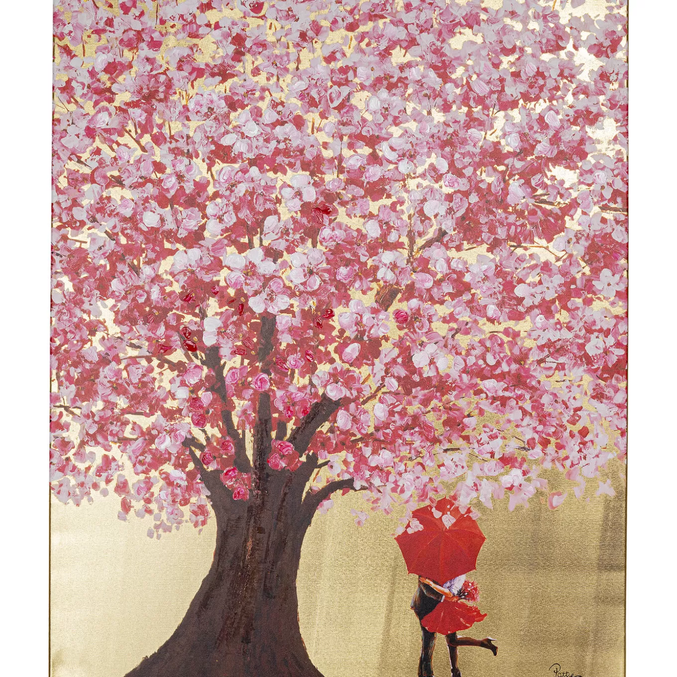 Picture Touched Flower Couple Gold Pink 80X100Cm^KARE Design Cheap