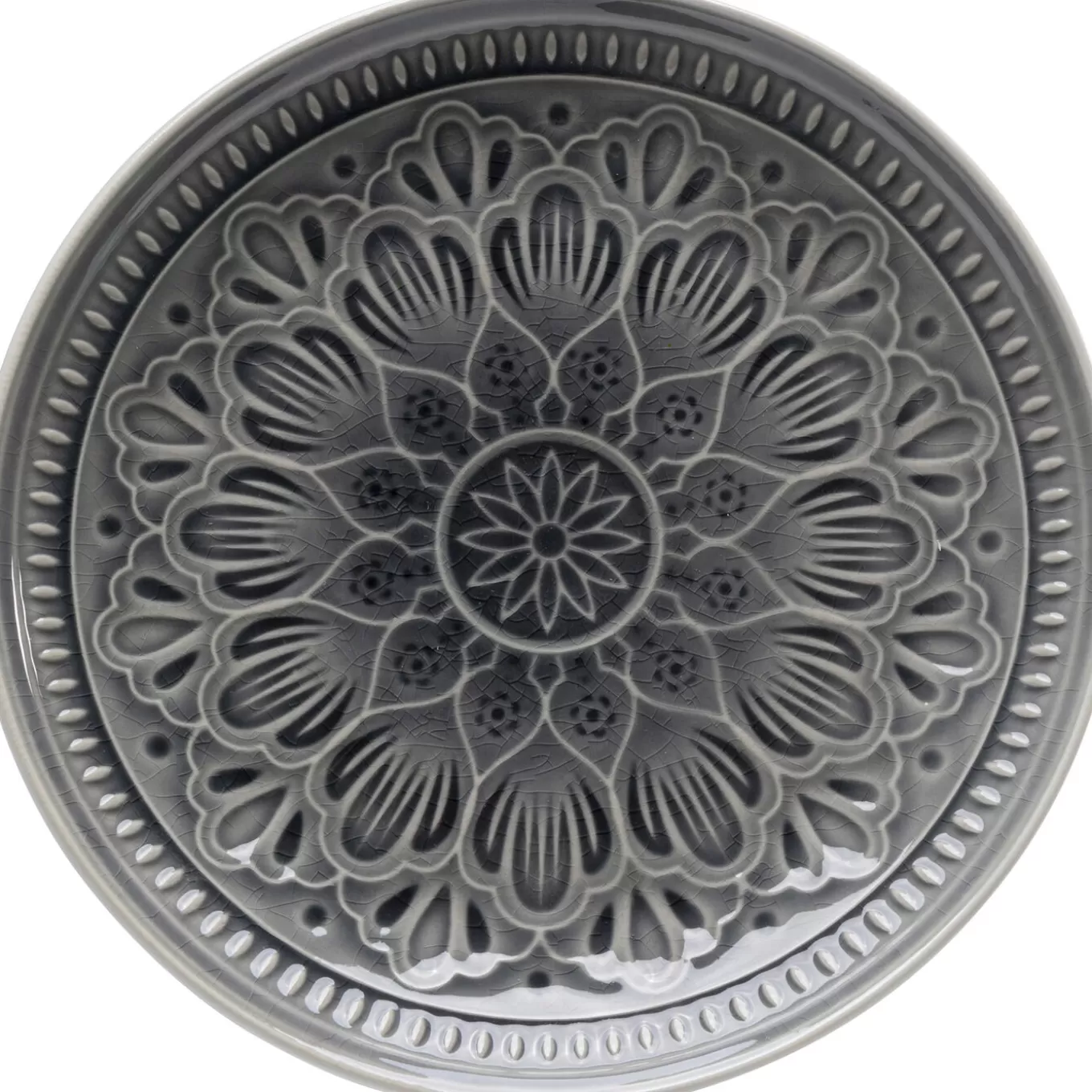 Plate Sicilia Mandala Grey O21Cm^KARE Design Fashion