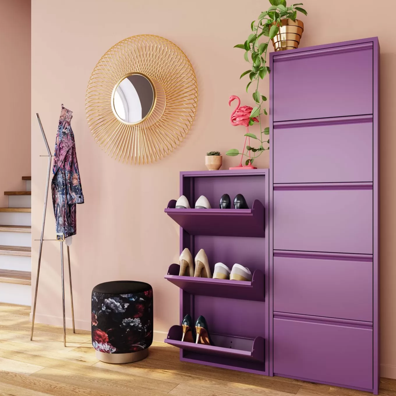 Shoe Container Caruso 3 Purple (Mo)^KARE Design Best