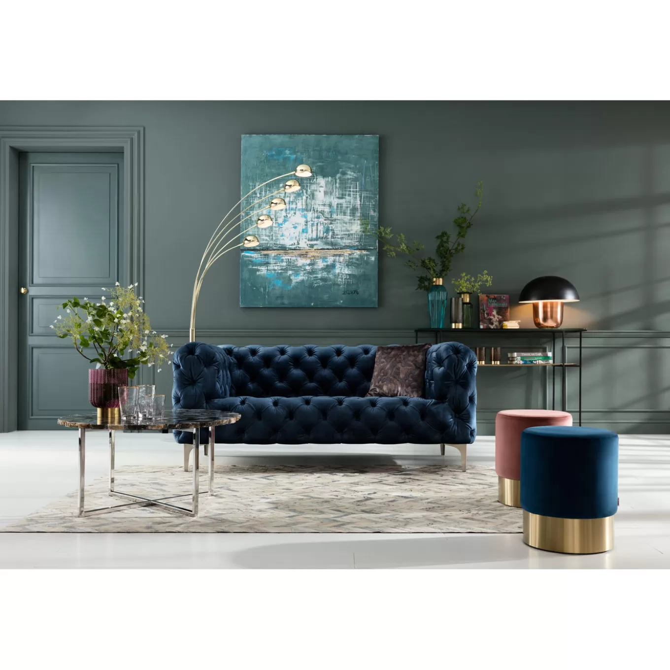 Sofa Look 2-Seater Velvet Blue^KARE Design Shop