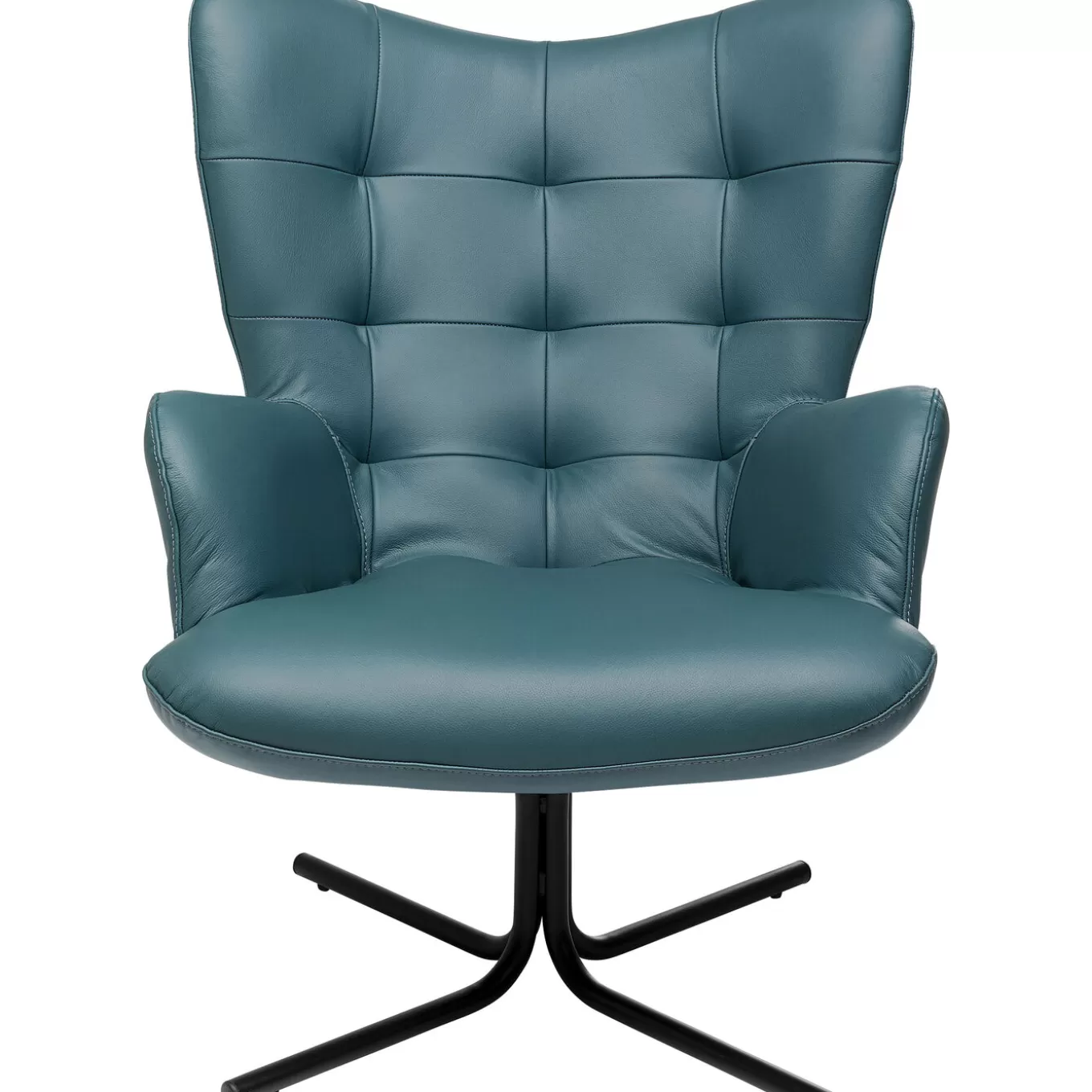 Swivel Armchair Oscar Leather Blue^KARE Design Shop