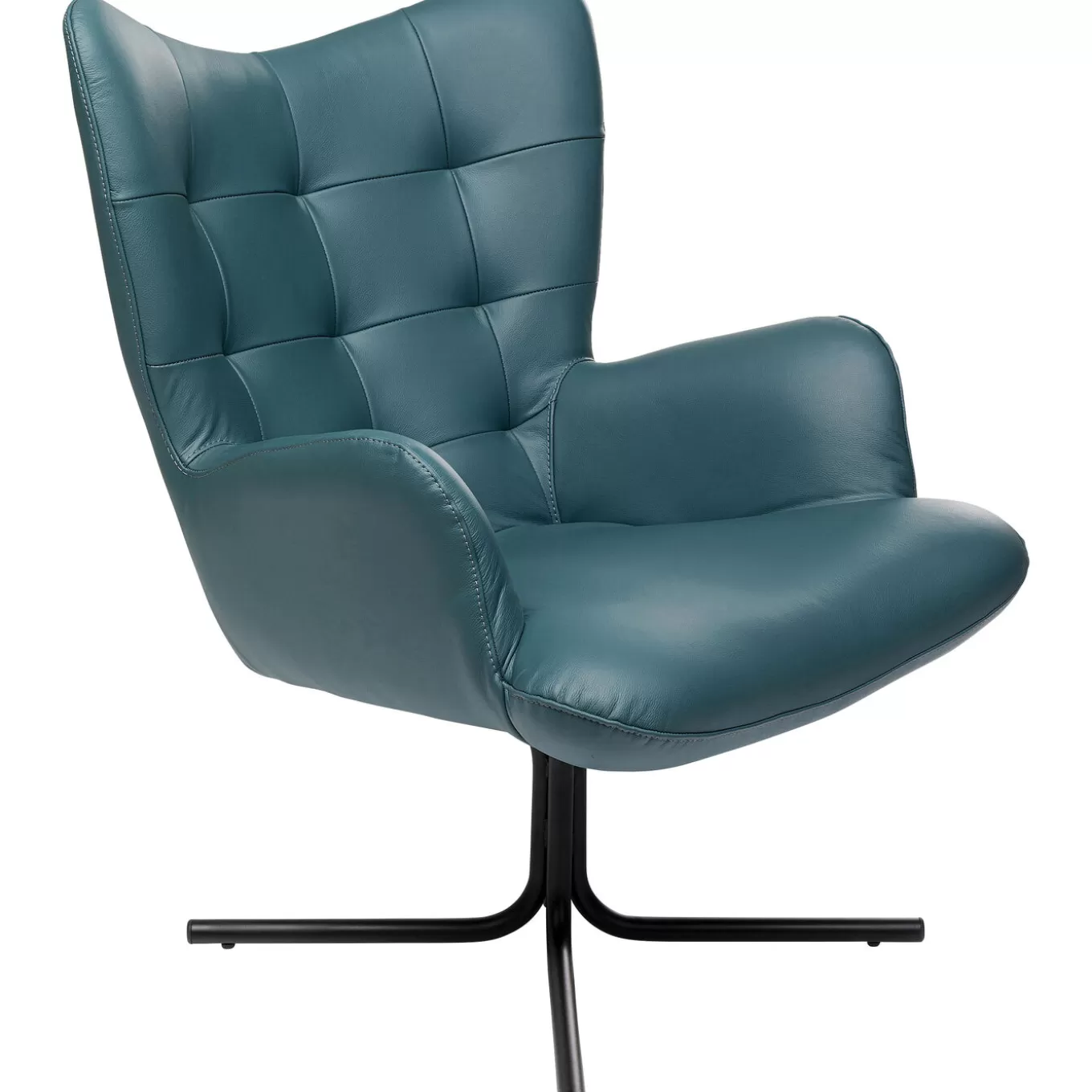 Swivel Armchair Oscar Leather Blue^KARE Design Shop