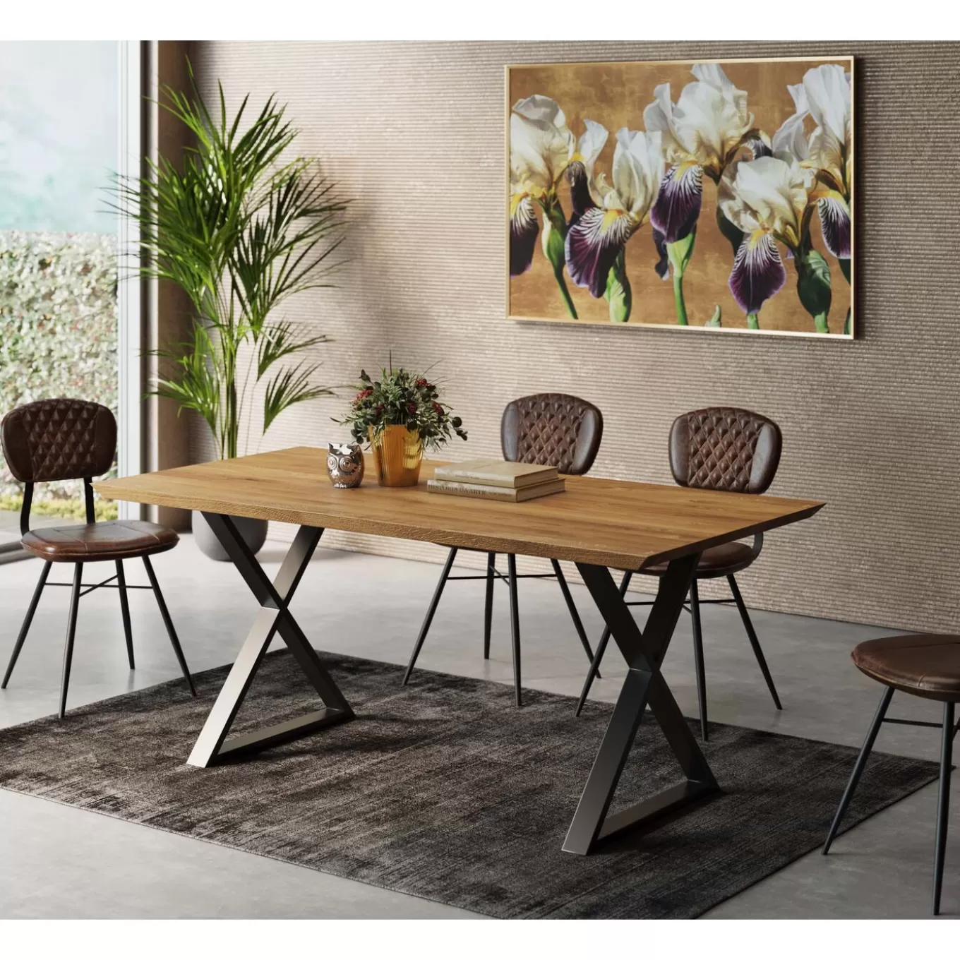 Table Jackie Oak Cross Black 180X90Cm^KARE Design Best Sale