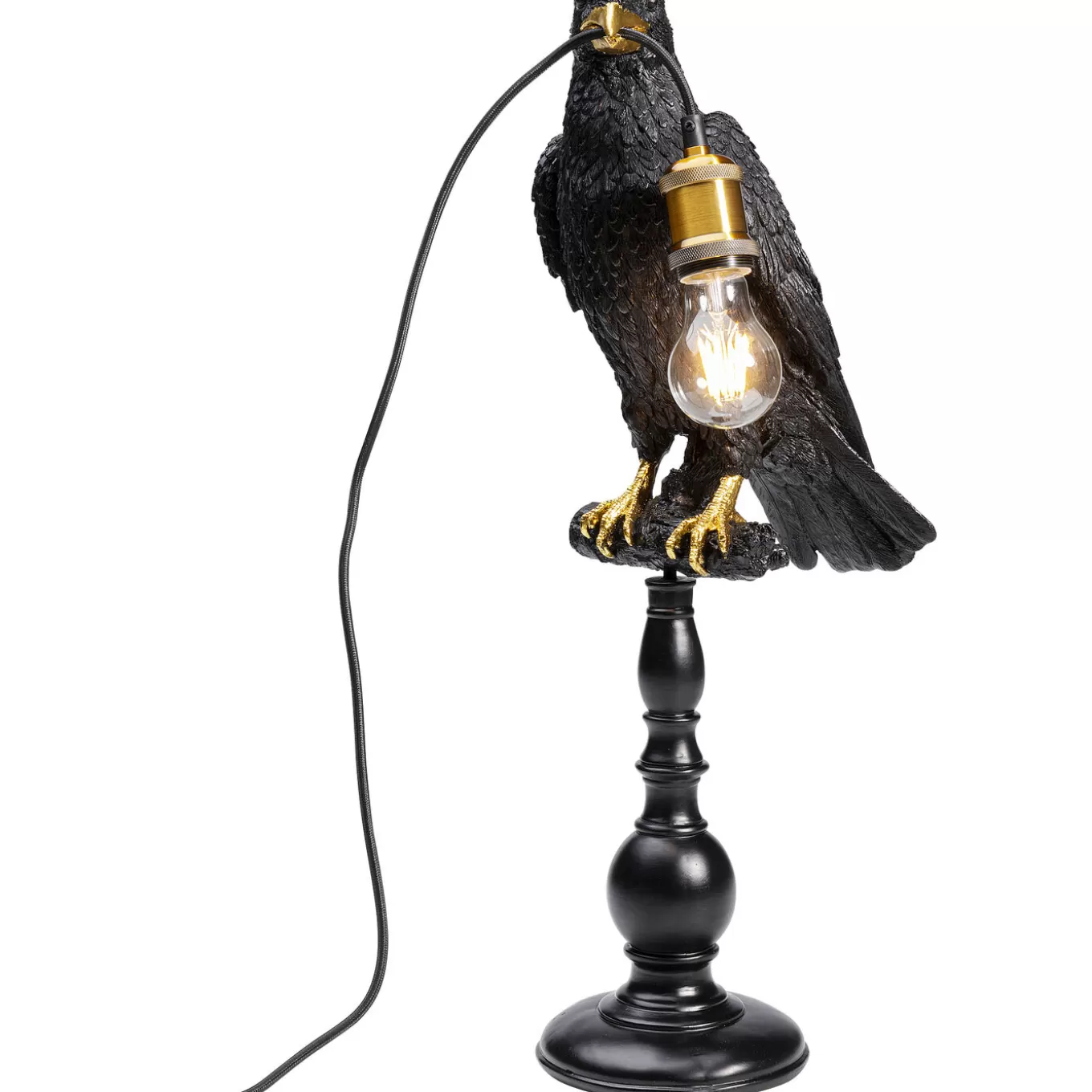 Table Lamp Animal Sitting Crow Mat Black 61Cm^KARE Design Clearance