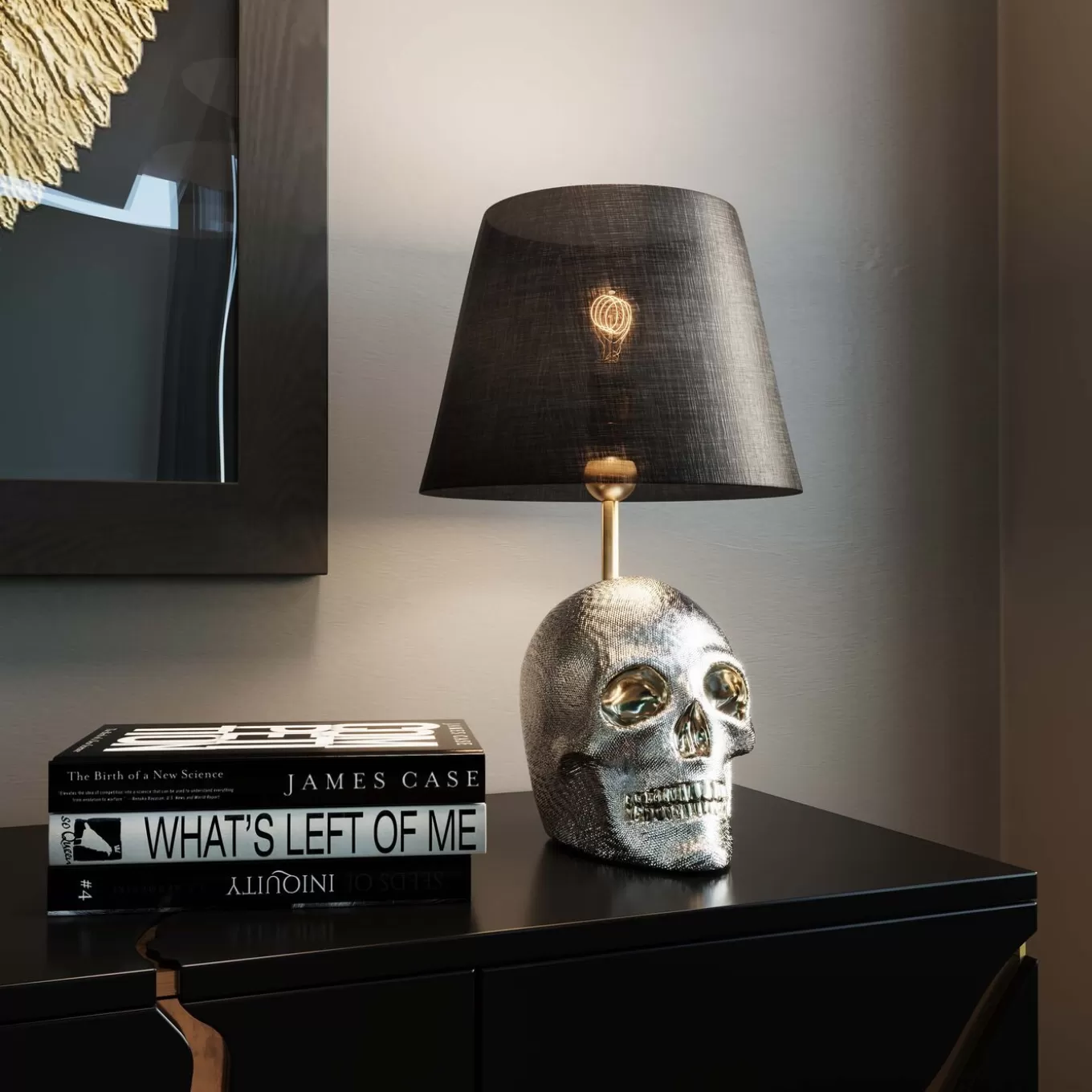 Table Lamp Skull Crystals Front 44Cm^KARE Design Best