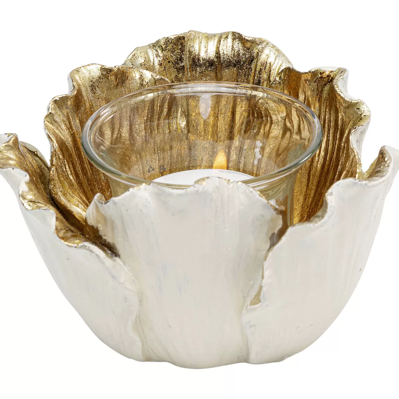 Tealight Holder Flower Bloom Cream Gold O10^KARE Design Sale