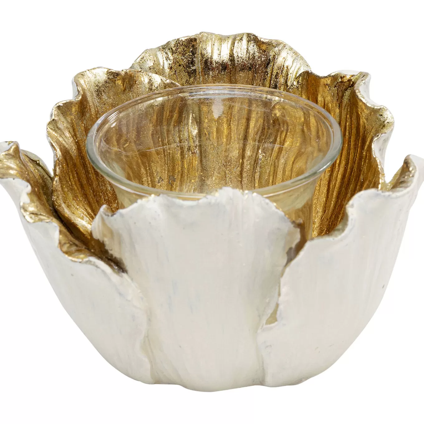 Tealight Holder Flower Bloom Cream Gold O10^KARE Design Sale