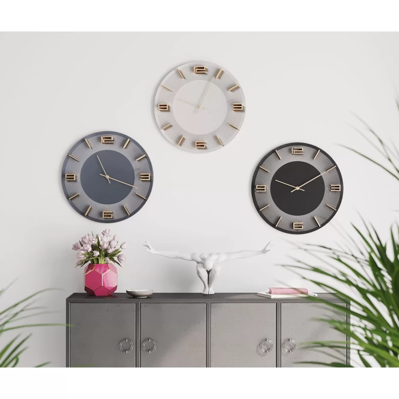 Wall Clock Leonardo Black/Gold O49Cm^KARE Design Cheap