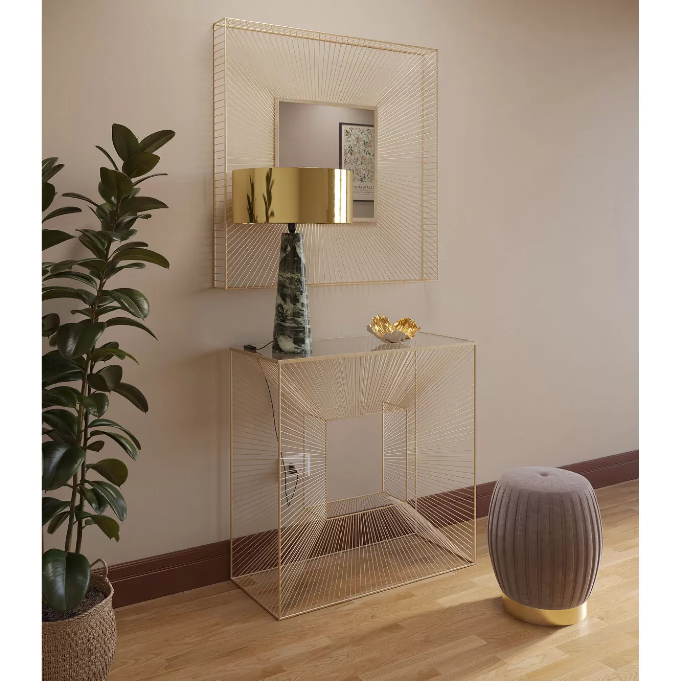 Wall Mirror Dimension Champagne 91X91Cm^KARE Design Outlet